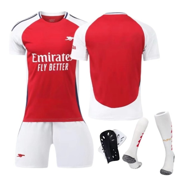 24-25 Arsenal Hjemmedrakt 7 Saka 8 Odegaard Barn Voksen Sett - Fotballdrakt - Nr 7 med Sokker + Beskyttelsesutstyr 26(140-150cm)