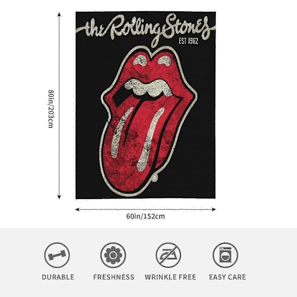 /NN/Rolling Stones Logotyypillä varustettu flanellipeitto makuuhuoneen sisustukseen vuodevaatteet -CT554jvrivjh87 60x50 tuumaa 125x150 cm