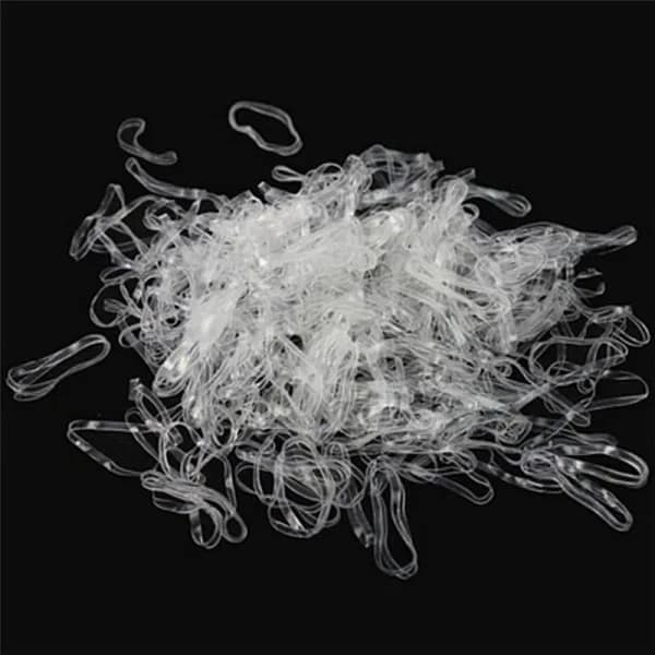 200 stk/500 stk Transparente hestehaleholdere Elastiske gummibånd Hår T Hvit 2mm Hvit 2mm