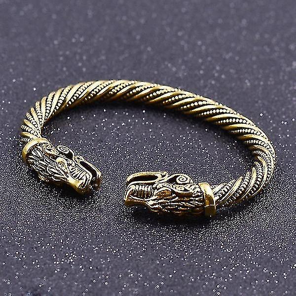 Varghuvud för män Vikingsmycken Modeaccessoarer Guld-/silverbelagda Vikingarmband Armbandsarmband för män gold