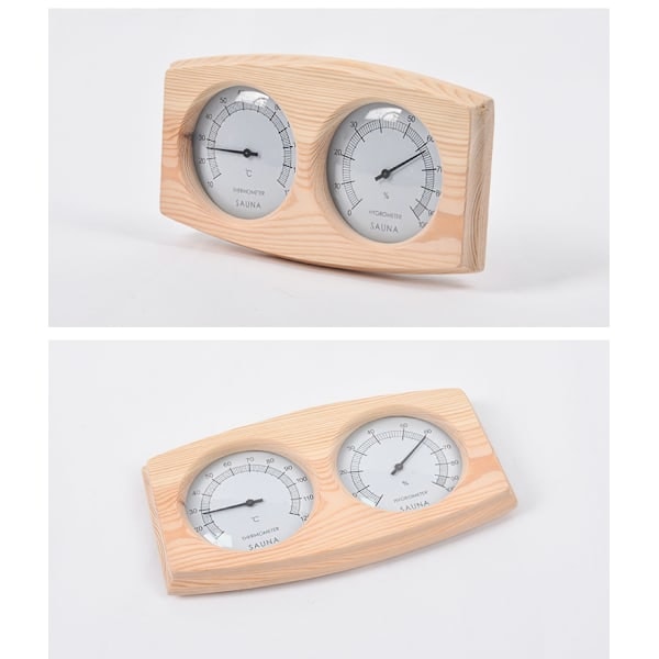 /NN/Digital termometer och hygrometer, 2-i-1 trähygrometer bastutermometer dubbel urtavla bastutemperaturmätare ångrum fuktighetsmätare