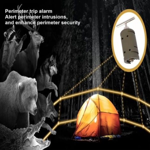Perimeter Trigger Alarm, 12 Gauge Snubletrådalarm med 360 Graders Full Dekning for Camping og Eiendomssikkerhet/NC/