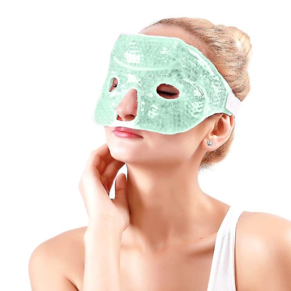 Ismask för ansikte/ögon för kvinna man, uppvärmd varmkylning Återanvändbar gelpärlor ismask med mjuk plyschbaksida, varm kall terapi Fo