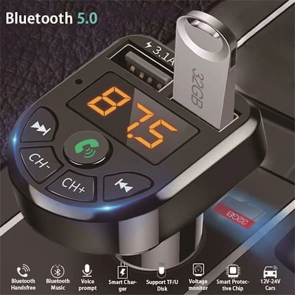 Bluetooth-auton FM MP3-soitin USB-laturi
