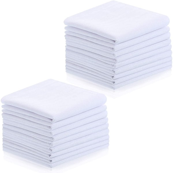 18-pack Herrnäsdukar, Mjuk Bomull, Klassisk Vit Näsduk för Män/NC/