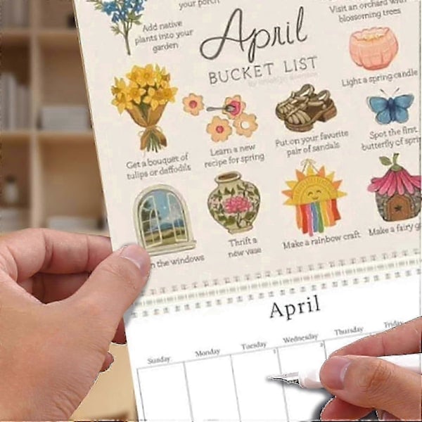 [NT] 2025 Bucket List Kalender, 12 Måneders Vægkalender, 2025 Vægkalender To-Do Liste Noter Kalender