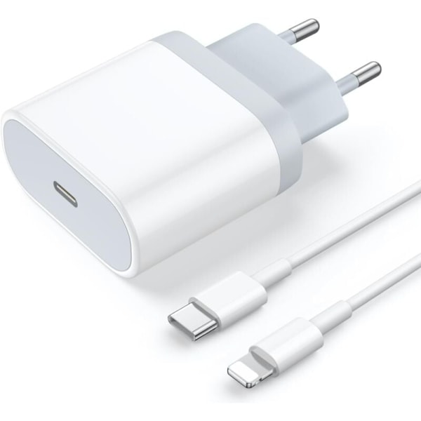 20W USB C Hurtiglader og 1M Lightning Kabel Strømadapter Jack Hurtiglading for iPhone 14/14 Pro/14 Pro Max/13/12/11/XR/XS/X/iPad, AAFGVC