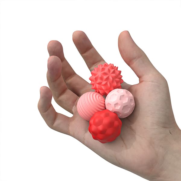 Antistressbolde med etui – 4-pak rød