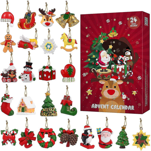 Nedräkning till julens adventskalender med 24 st hängande julgransprydnader för julgransdekoration Style 1