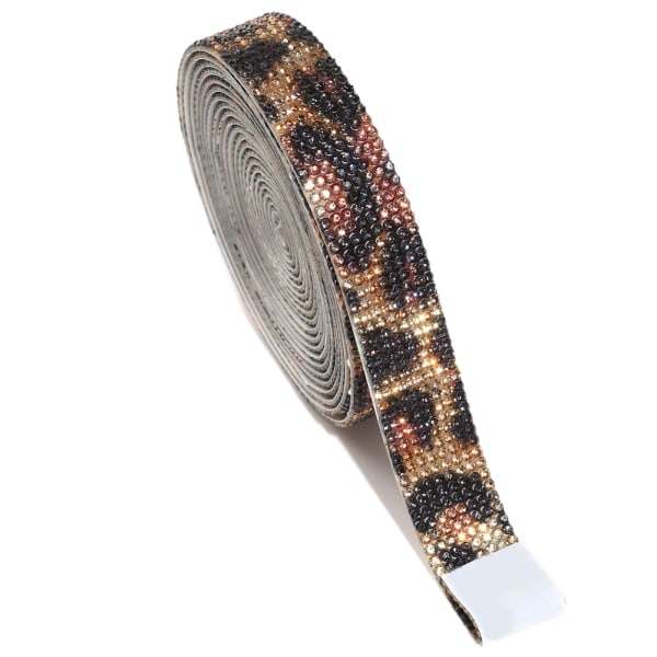 [NT] Glittrande Kristall Strass Tejp Kristall Strassband Stark Självhäftande Tejp för DIY-Dekoration Leopard 1.8cm