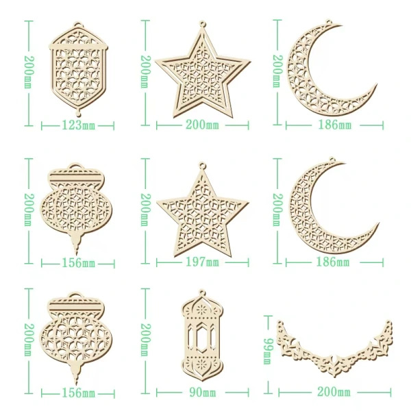 9 st Eid Mubarak Ramadan Dekorationer