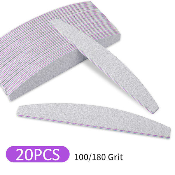 /NN/Neglefil 100/180 Profesjonelt Manikyrsett 10stk/15stk Slipegel Polering Dobbeltsidig Halvmåne Fil Negleverktøy 20stk