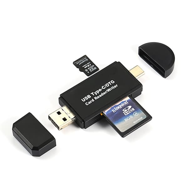 {NT} 3-i-1 Minneskortläsare USB/MicroUSB/USB Typ C