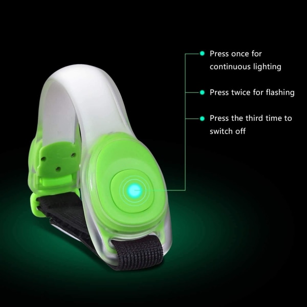 4st LED-armband Reflekterande LED-armband för löpning och jogging Green