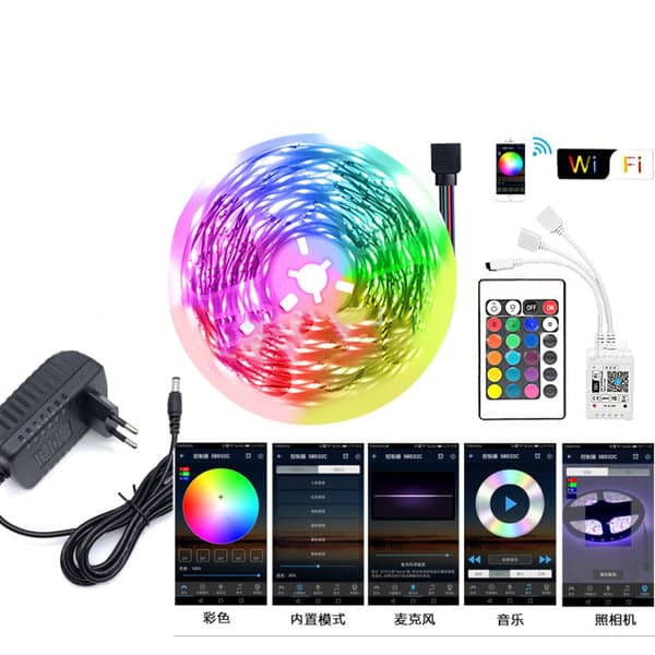 Smarta LED-lysslynger 15M med WiFi-kontroller og APP