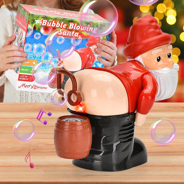 [NT] Jul Rolig Tomte Elektrisk Bubbelmaskin Leksak Bärbar Stor Kapacitet Bubbelblåsare för Pojke Flicka 1st
