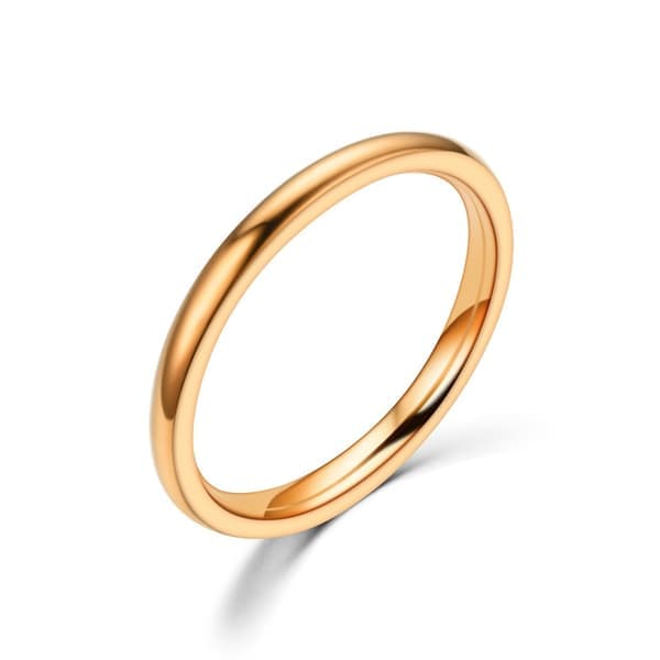 2 mm tynde ringe i rustfrit stål rosaguld Mode simple titanium stålringe til kvinder pigegaver