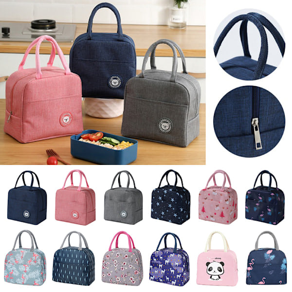 /NN/Jäähdytyslaukku kahvalla naisille ja lapsille, lounasrasia, piknik, kannettava ruoansäilytys, lämpöruokalaukku aamiaiselle Pink Stripe