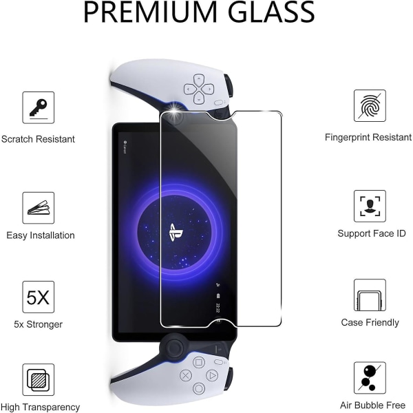 3-pack skärmskydd i härdat glas anti-scratch för Ps Portal, fodralvänlig, inga vita case