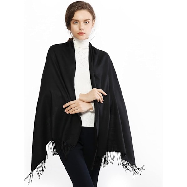 Dame Skjerf Pashmina Sjal og Sjaletter for Bryllup Skjerf for Kvinner Vinter Svart/NT/