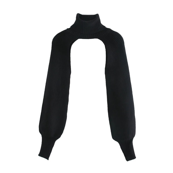 Stickade tröjor för kvinnor med långa ärmar med turtleneck Black