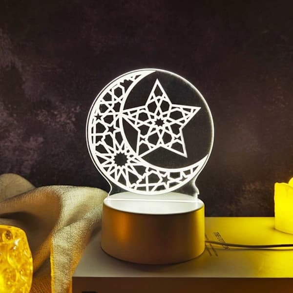 Akryl Nattlampe Eid Mubarak Ramadan Kareem Dekorasjon