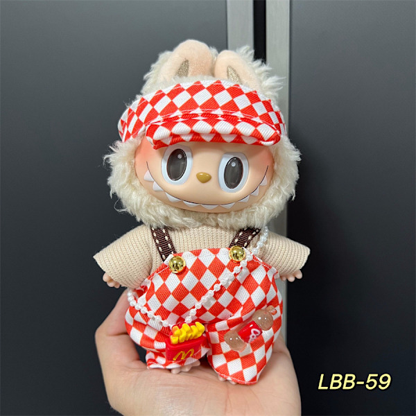 /NC/Labubu Kläder Klänning Labubu Märkeskläder Outfit 17cm Plyschdocka Liten Doft Vind Rem Klänningsset Labubu Kläder 17
