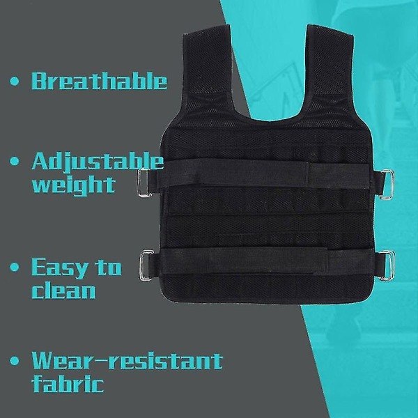 30 kg Trenings Vektvest for Lasting Boksing Løping Inkl. Styrketrening Trening Fitness Justerbar Vest Jakke Sand Klær. Eksklusive sand, fylling