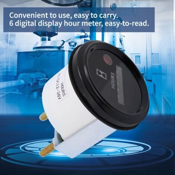 Noggrann Timräknare 6 Siffror 12-36V DC AC Rund Quartz för Båt, Husbil, Lastbil, Motor/NC/