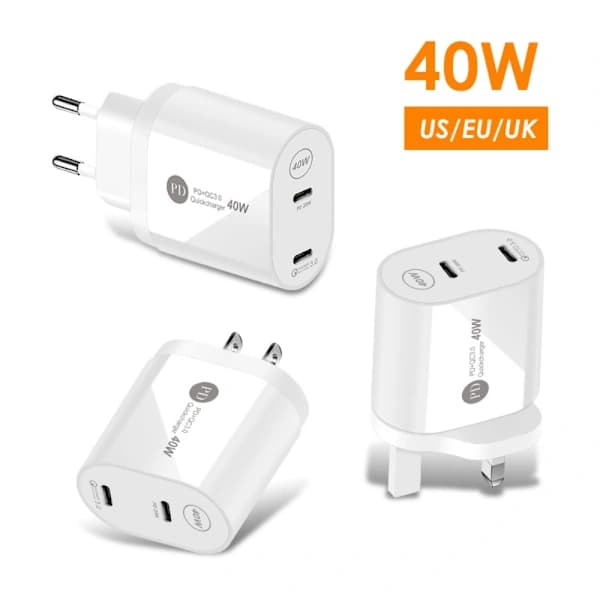 Hurtiglader Dual Port Stik SORT EU EU Sort EU-EU