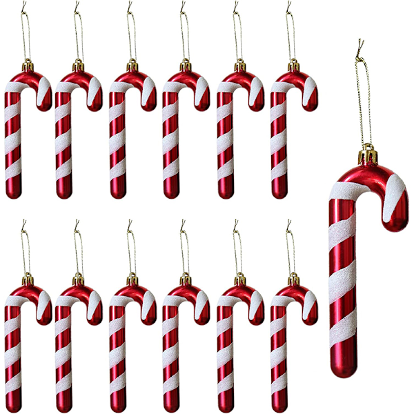 /NN/12 stk. juletrepynt polkagris hengende juledekorasjoner hengende polkagris ornamenter juletre anheng (hvit-rød)