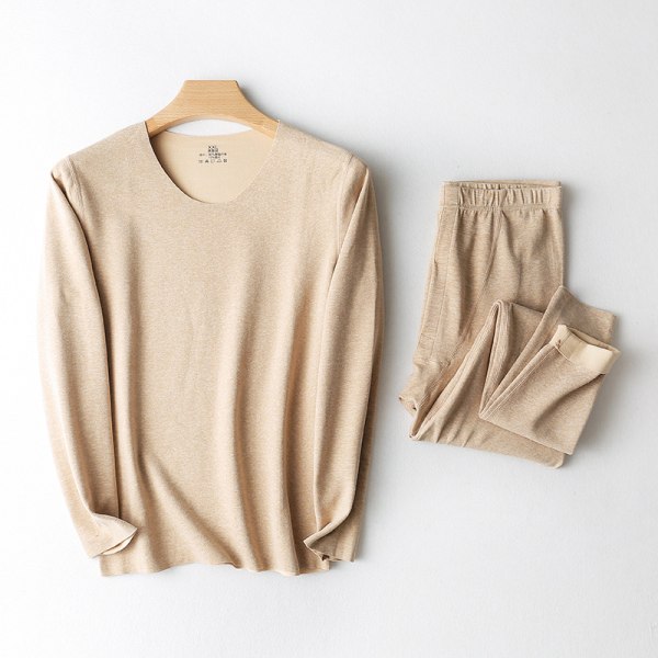 Termisk sett for menn, base lag fleeceforet myk topp og bunn Camel XXL