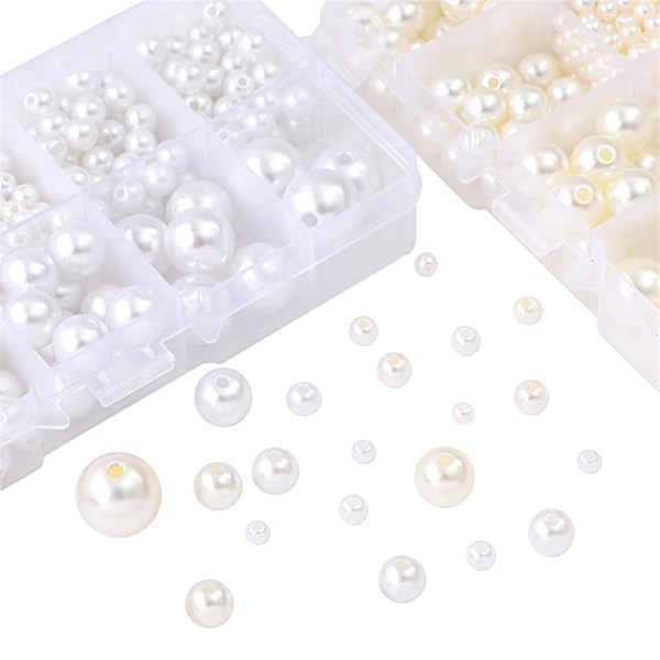 Akrylpärlor 800 st, Smyckestillverkning - DIY - Pärlimitation Vit White