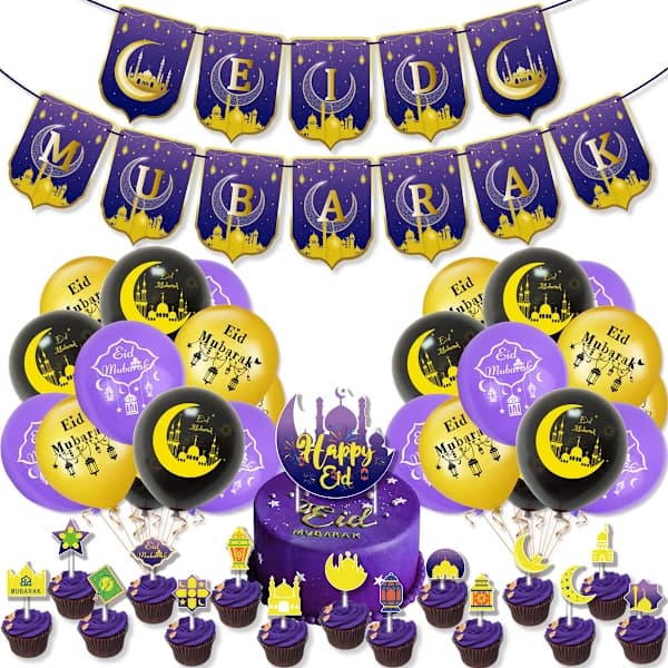 Eid Mubarak -juhlavaatetuskyltti-ilmapallot
