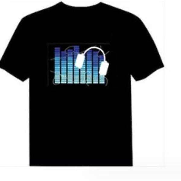 Ljud Musik Aktiverat LED-ljus Blinkande Equalizer Musikfestival Dj Rave Party Concert T-shirt XL White headset