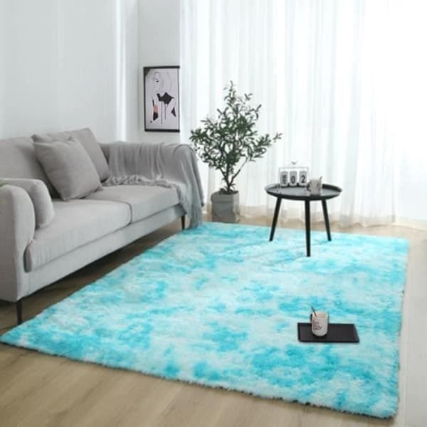 {NT} Shaggy Tæppe, Enkelt Moderne Fluffy Stue Soveværelse Ultra Blødt Mikrofiber - Lyseblå-160*230cm-YOLISTAR