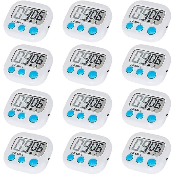 12-pack Digital Kitchen Timer With On/Off Button, Loud Alarm