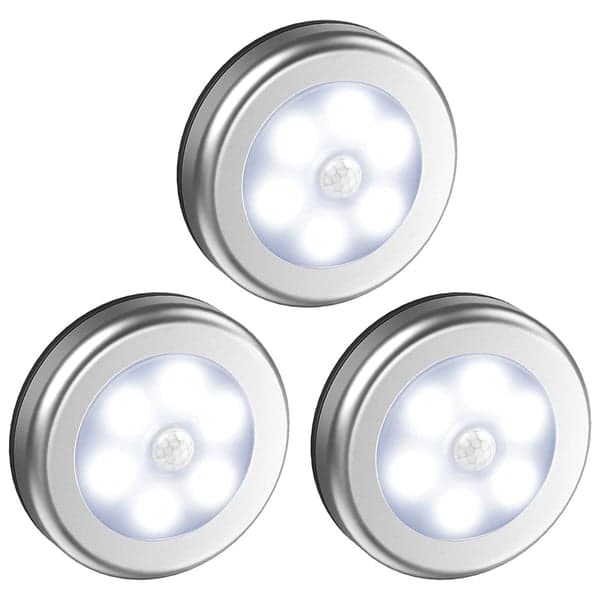 LED-spotlights med rörelsesensor nattlampa 3-pack Silver