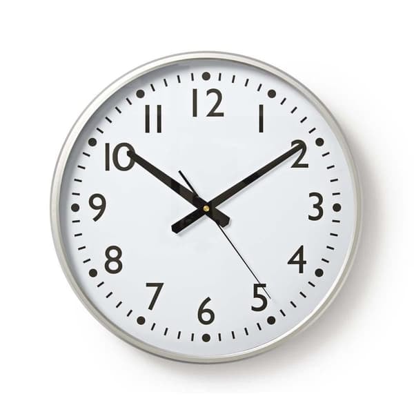 Veggklokke | Diameter: 380 mm | Plast | Sølv / Hvit_NN
