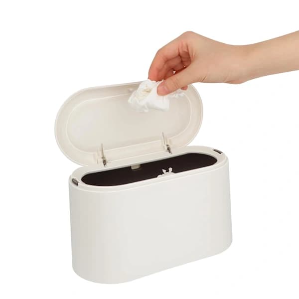 NA/Desktop Trash Can with Lid, Mini Desktop Recycling Bin, Spring Lid Trash Can, Small Design Waste Bin
