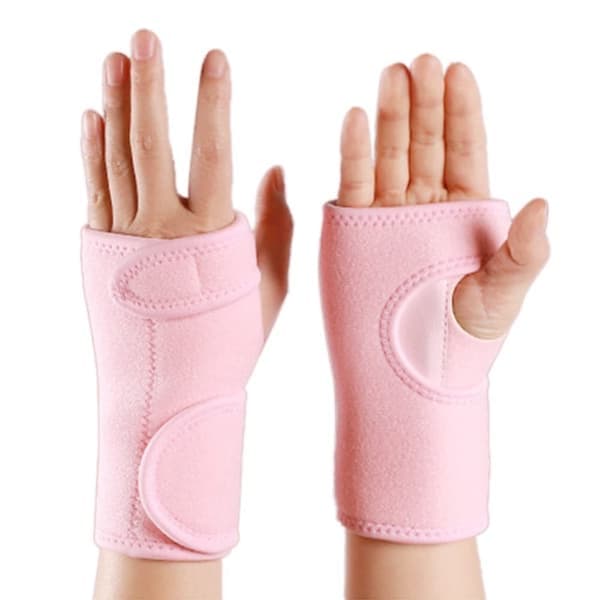 Handledsstöd, justerbart andningsbart nattligt handledsstöd handledsskena (rosa)