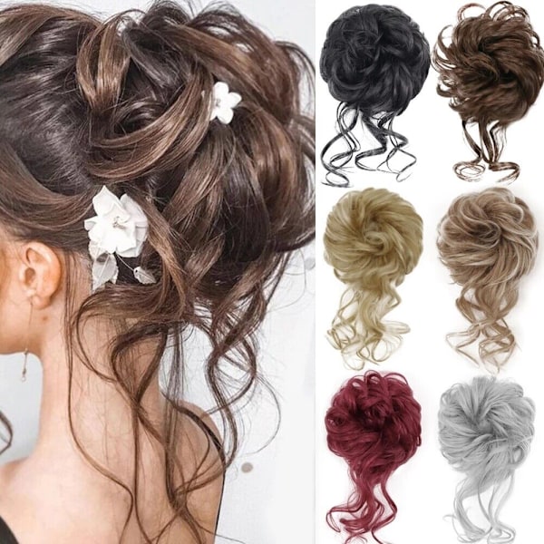 Slarvig Nuttura Hiustenpidennys Kihara Scrunchie Chignon Joustavalla Nauhalla Kampaus Valmis Synteettinen US
