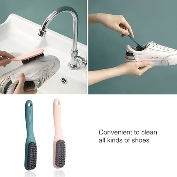 2-Piece Shoe Scrubber and Cleaning Brush with Handle, Plastic