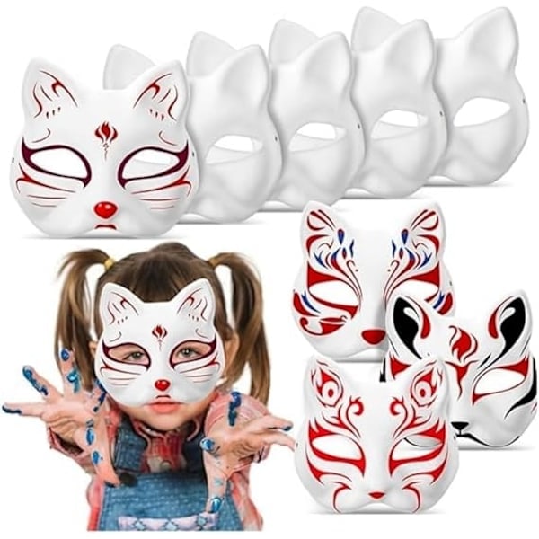 30 stk hvite kattemasker hvite revemasker dyre halvmaskerademasker papir umalt tom DIY halloweenmaske for maskerade rollespillfest 30 stk_ NN