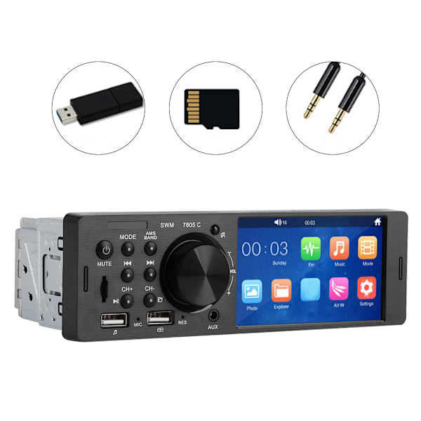 4 tuuman auton Bluetooth MP5 HD kosketusnäyttö Stereo FM-radio musiikkisoitin 12V 0.5