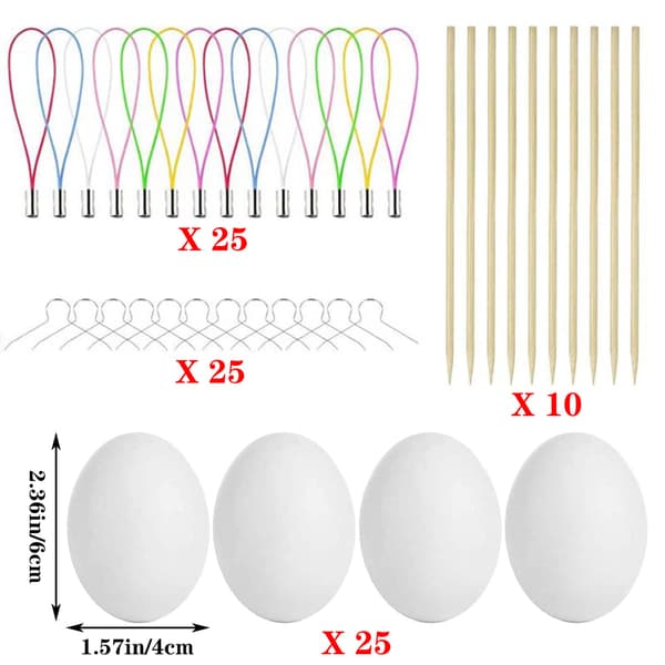 85 st Easter Egg Decoration Set - 25 st White Empty Easter DIY Painting Crafts, Plastic Eggs, Easter Tree Decorations for Kids Gifts