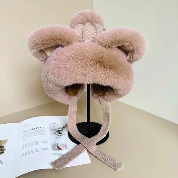 Fuskpäls Mössor Katt Öron Stickad Mössa KHAKI khaki