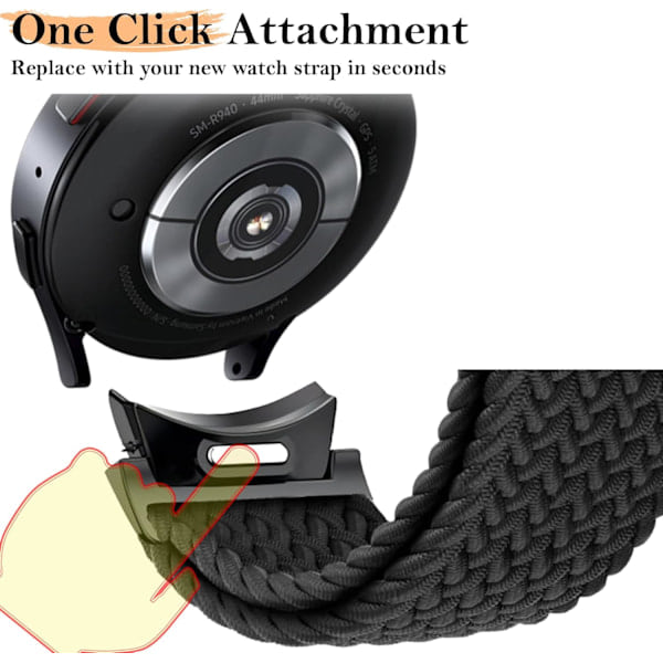 [NT] Flätat armband för Galaxy Watch 7/6/5/4/FE, One Click No Gap Classic-armband för kvinnor/män, stretchigt elastiskt tyg i nylon Sport Loop