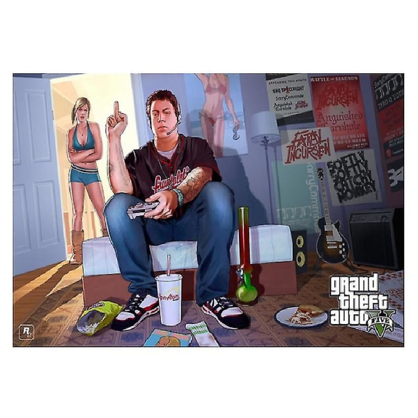 Ingen ram Grand Theft Auto 5 Game Poster Canvas Väggkonsttryck Målning Heminredning 40x60cm Style 17