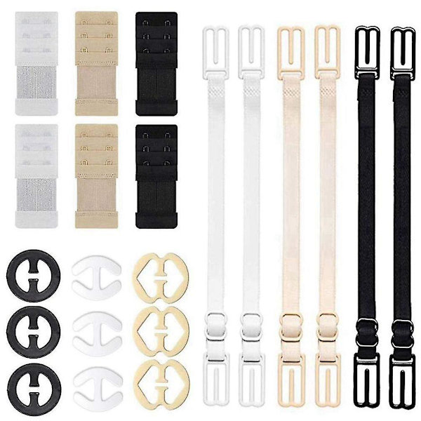 21 Dele BH Tilbehør, 6 Dele BH Forlængere + 6 Dele BH Strop Holdere + 9 Dele BH Clips